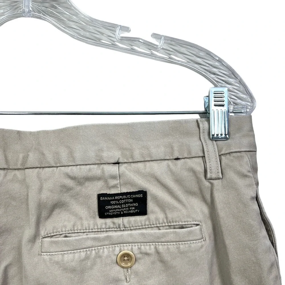 Banana Republic Chino Pants Gavin Straight Stretch Flat Front Khaki Men Sz W36*